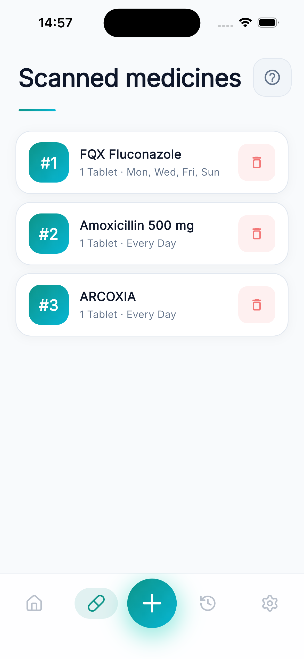 Scanned medicines list